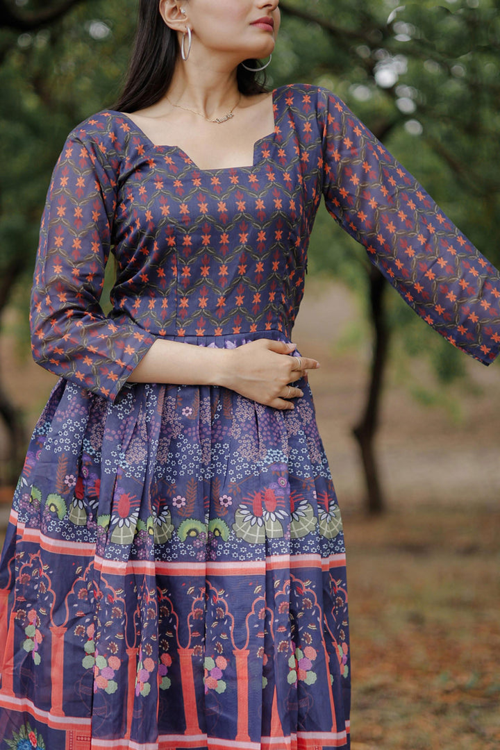 Amazing Multi Color Georgette Fabric Readymade Digital Printed Gown | Buy Online India
