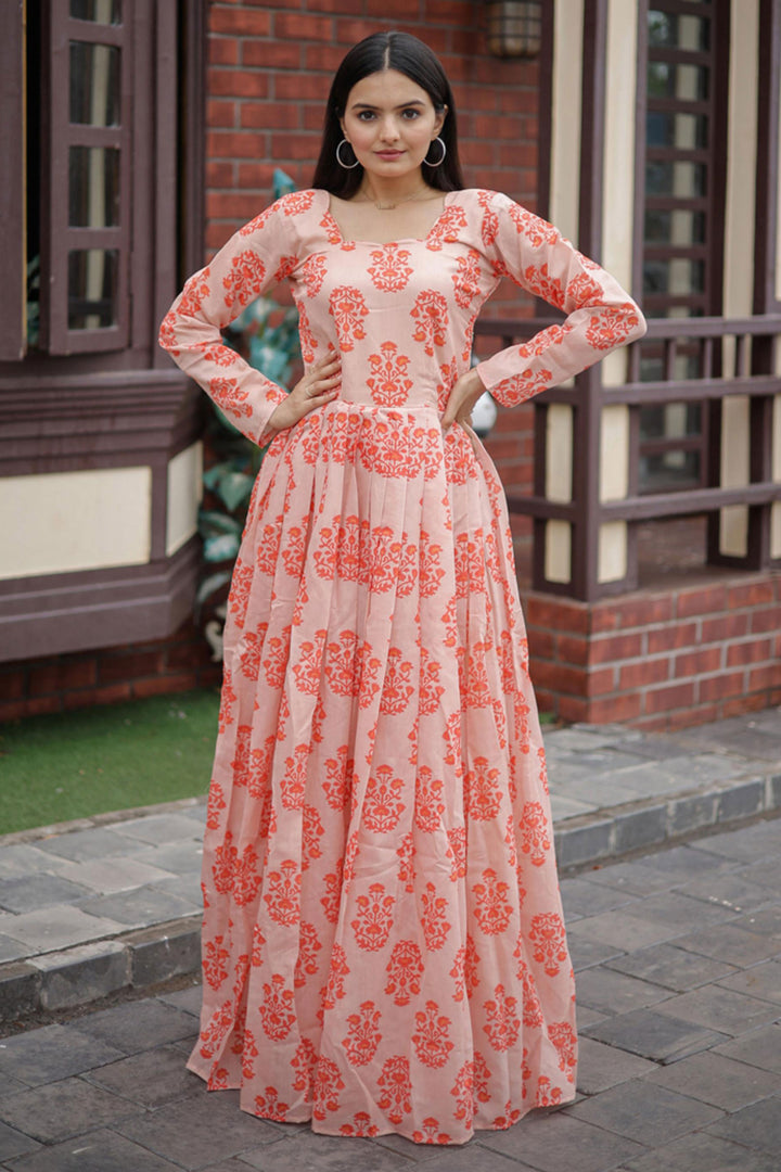 Trendy Georgette Fabric Multi Color Readymade Digital Printed Gown | Buy Online India