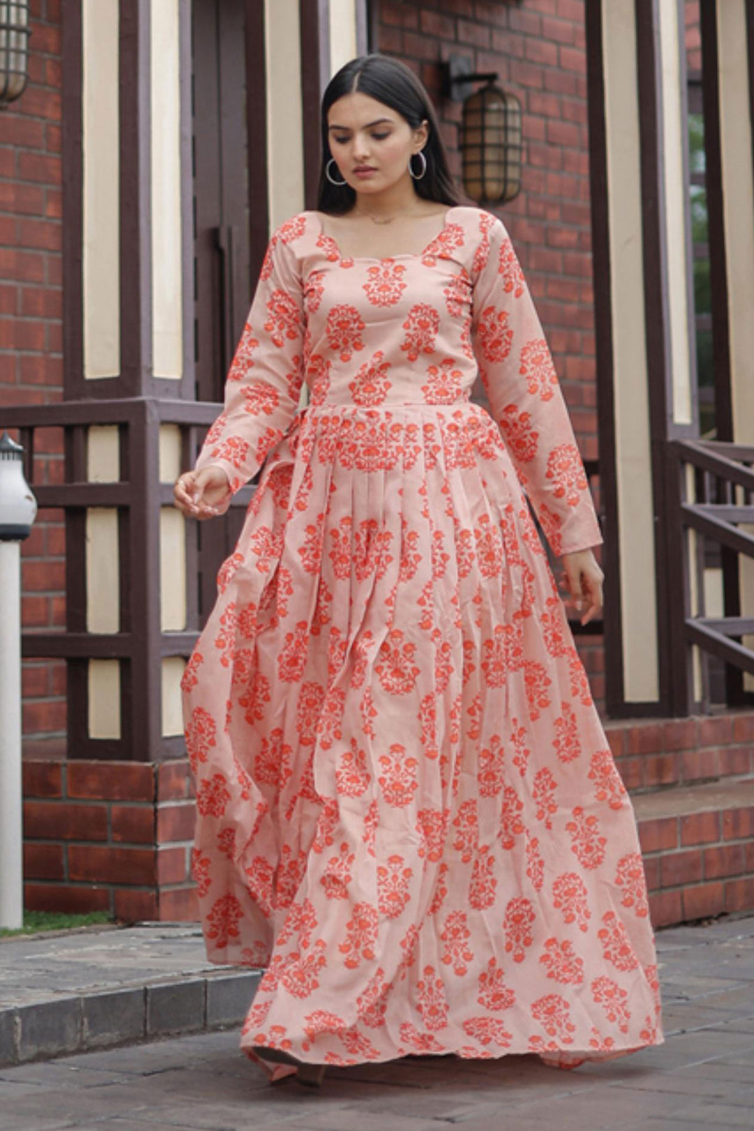 Trendy Georgette Fabric Multi Color Readymade Digital Printed Gown | Buy Online India