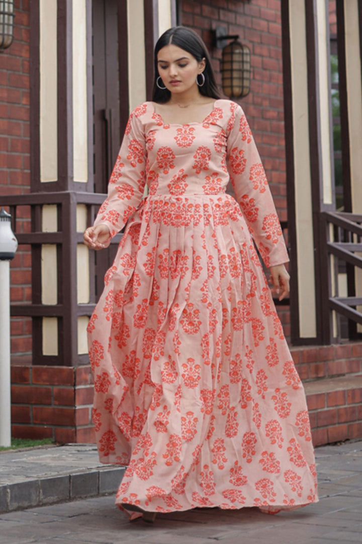 Trendy Georgette Fabric Multi Color Readymade Digital Printed Gown | Buy Online India