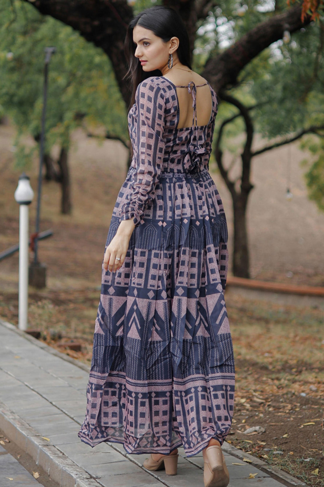 Soothing Multi Color Georgette Fabric Readymade Digital Printed Gown | Buy Online India