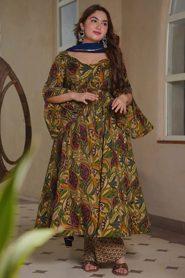 Beguiling Multi Color Cotton Silk Readymade Salwar Suit