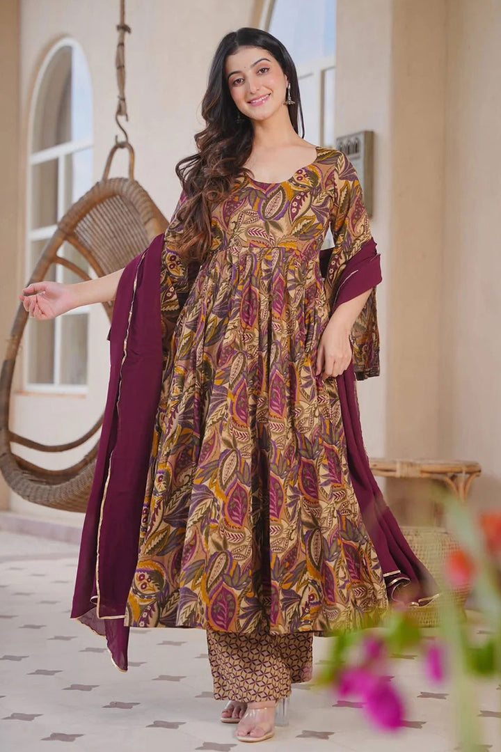 Tempting Cotton Silk Multi Color Readymade Salwar Suit