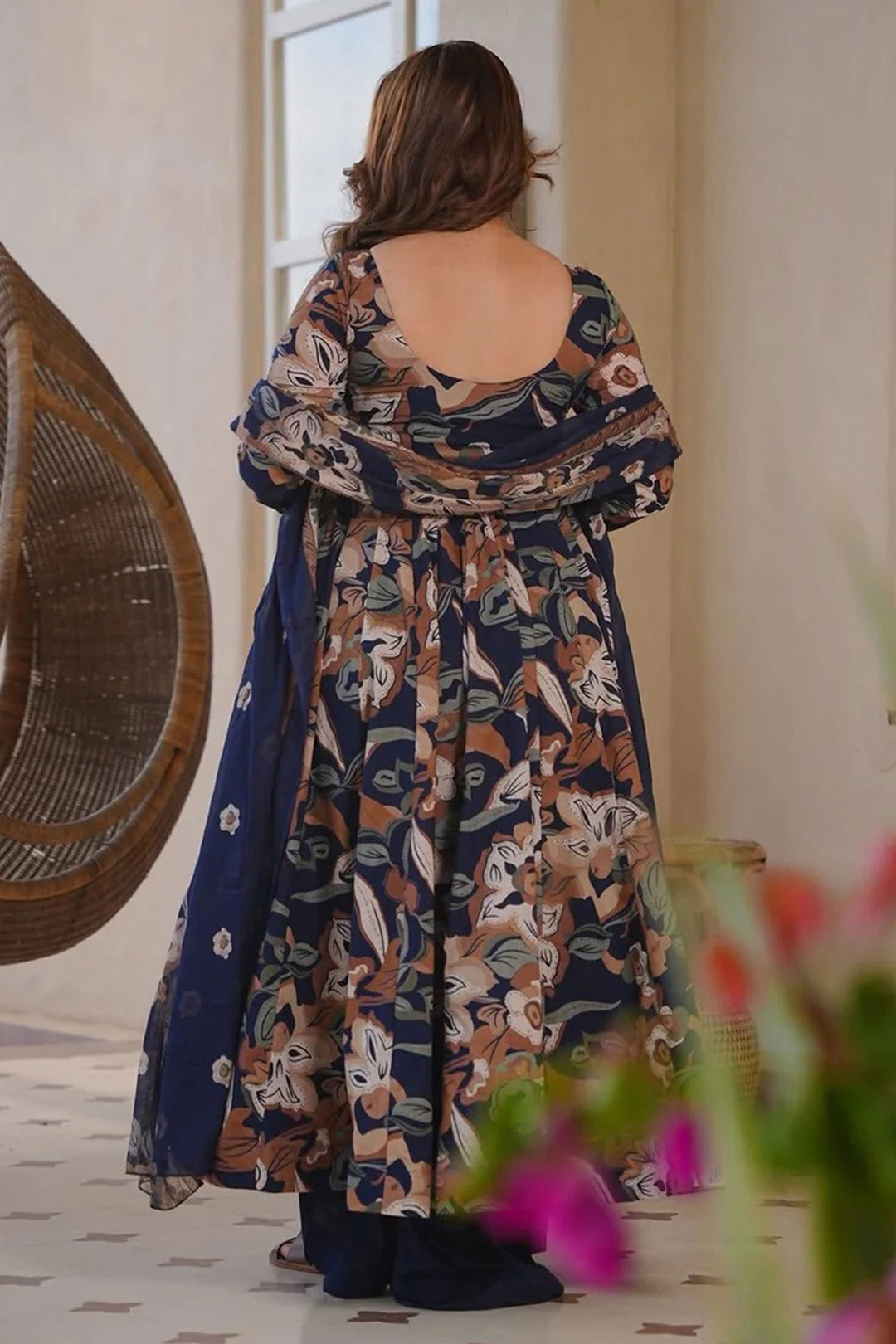 Engaging Multi Color Cotton Silk Readymade Salwar Suit