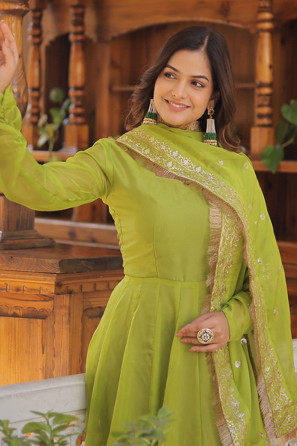 Art Silk Fabric Sea Green Color Solid Readymade Gown With Sequins Work Dupatta | Buy Online India