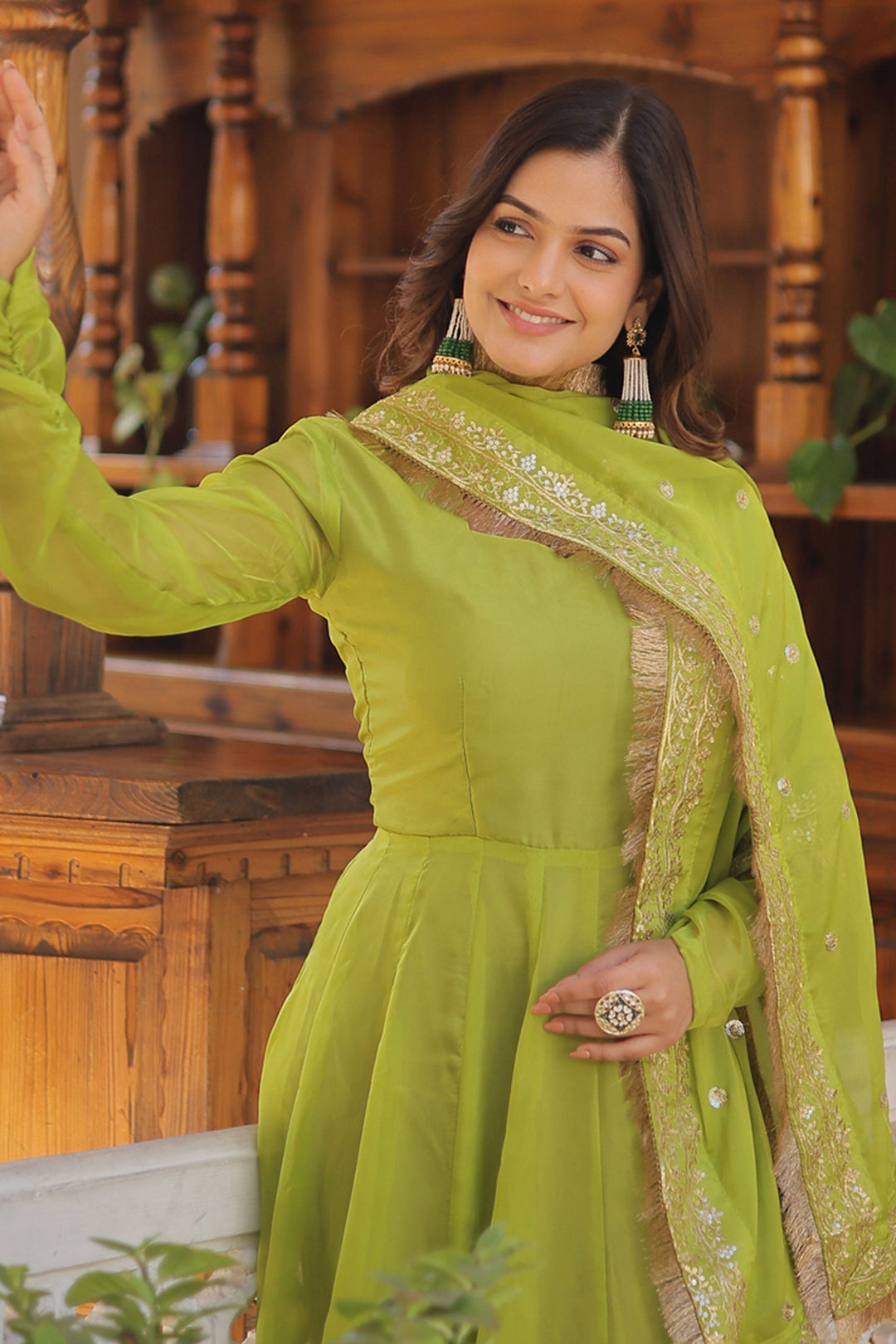 Art Silk Fabric Sea Green Color Solid Readymade Gown With Sequins Work Dupatta | Buy Online India