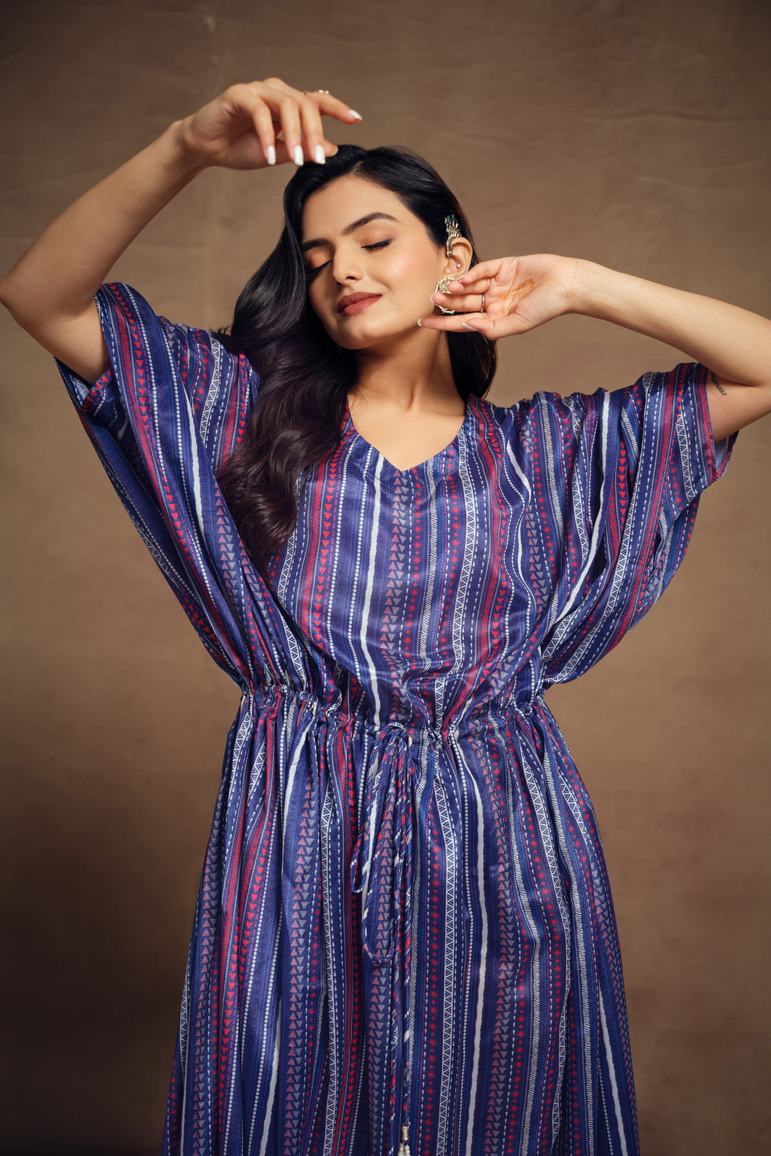 Incredible Printed Work On Art Silk Fabric Blue Color Readymade Kaftan | Buy Online India