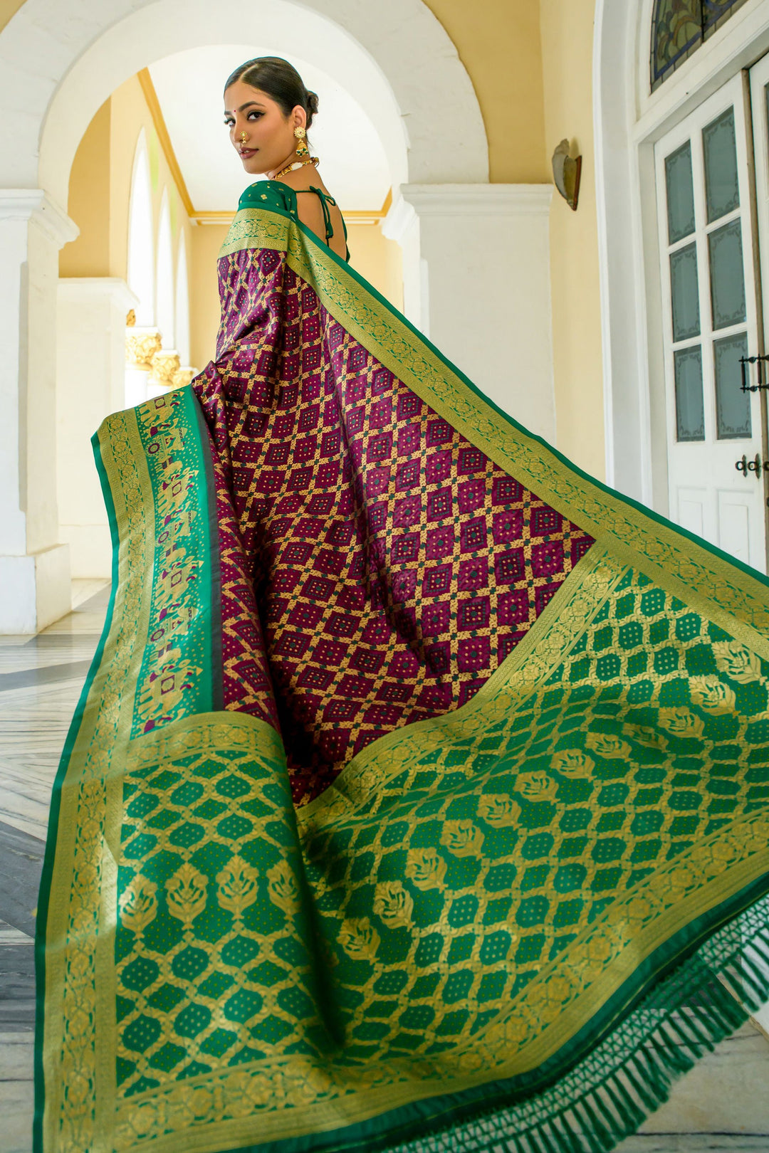 Purple Color Banarasi Silk Weaving Work Saree For Wedding Function | Buy Online India