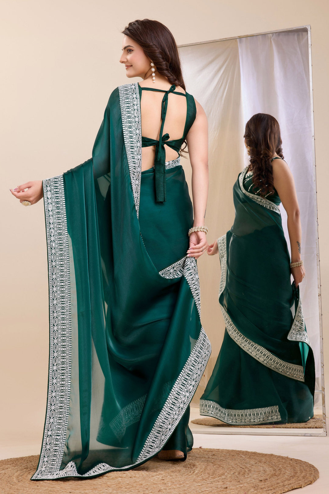 Festival Wear Enticing Border Work Teal Color Art Silk Saree | Buy Online India