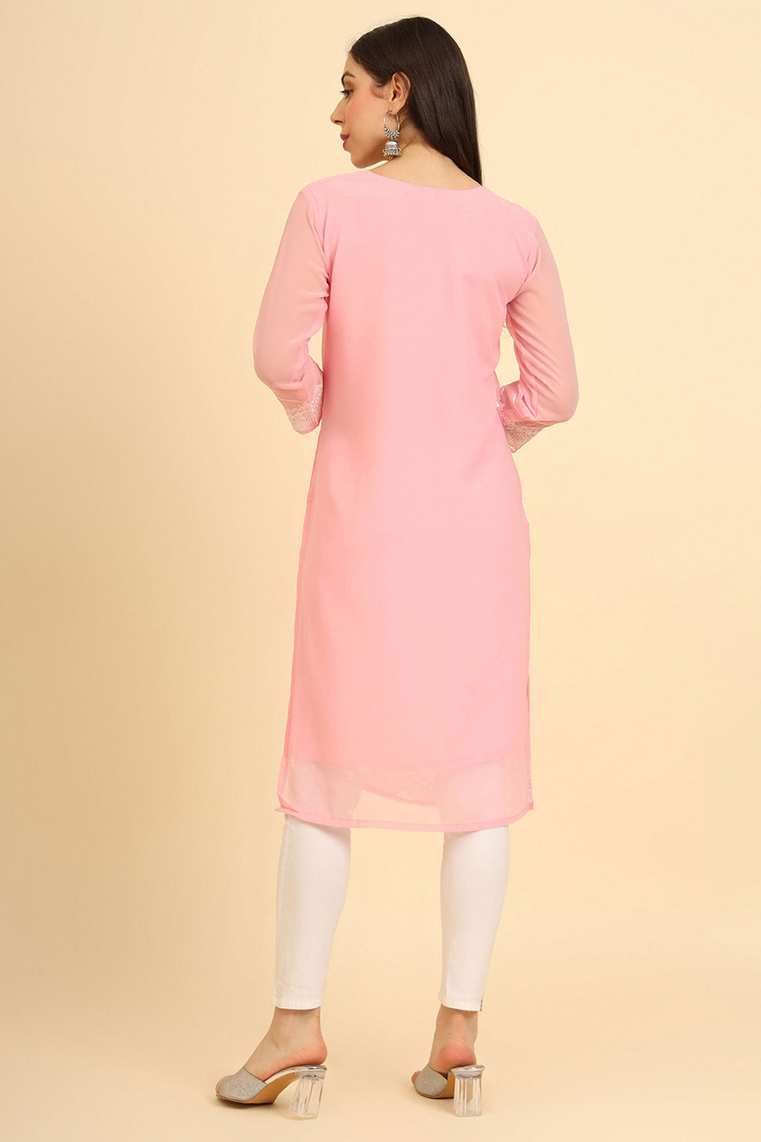 Pink Color Trendy Kurti In Georgette Fabric | Buy Online India