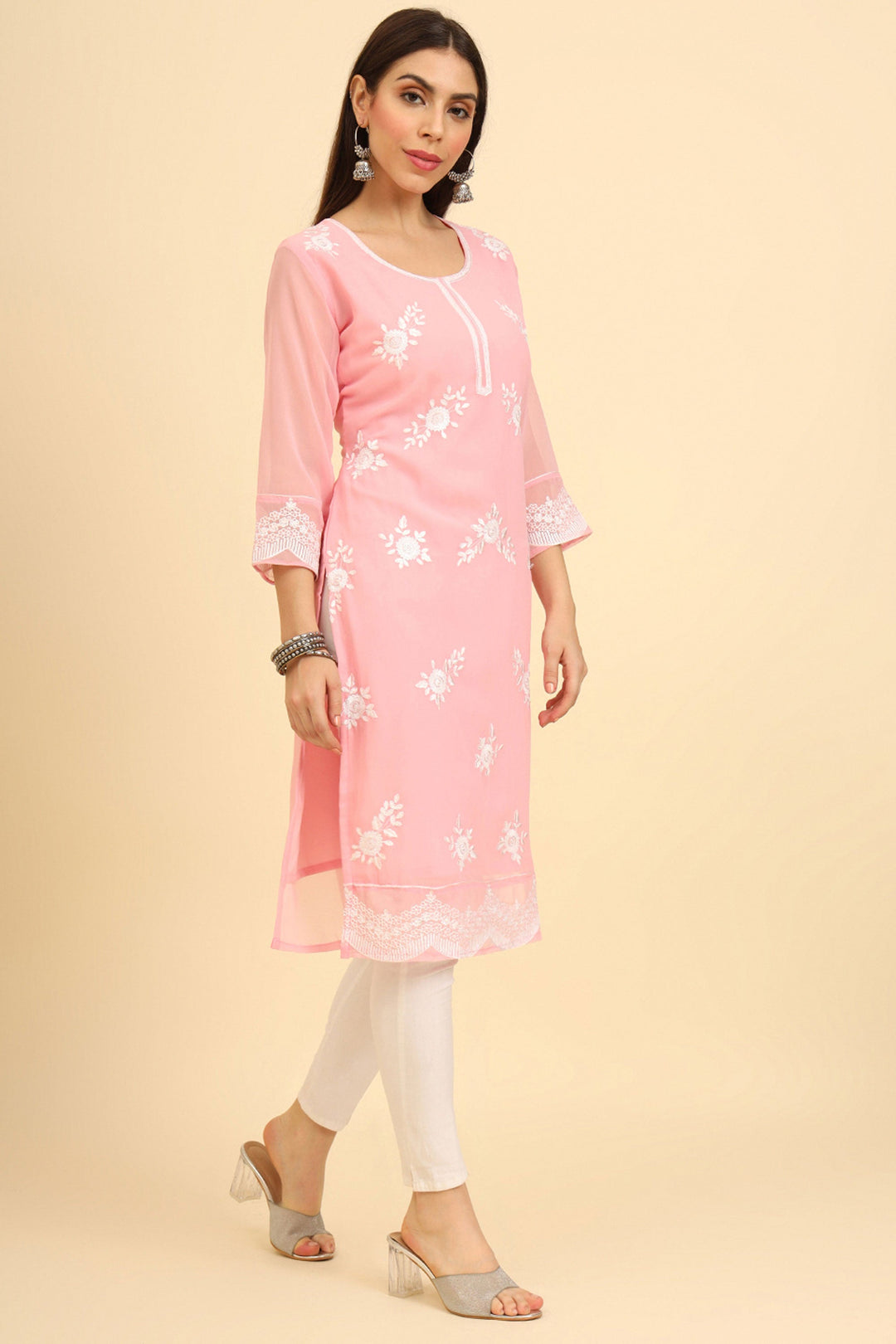 Pink Color Trendy Kurti In Georgette Fabric | Buy Online India