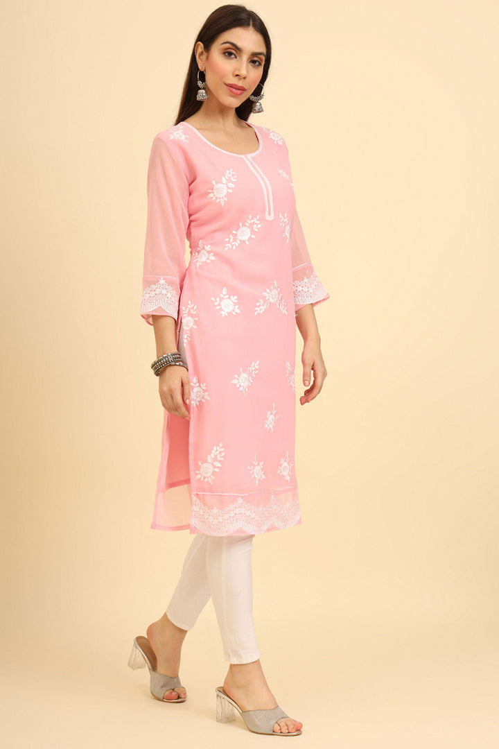 Pink Color Trendy Kurti In Georgette Fabric | Buy Online India
