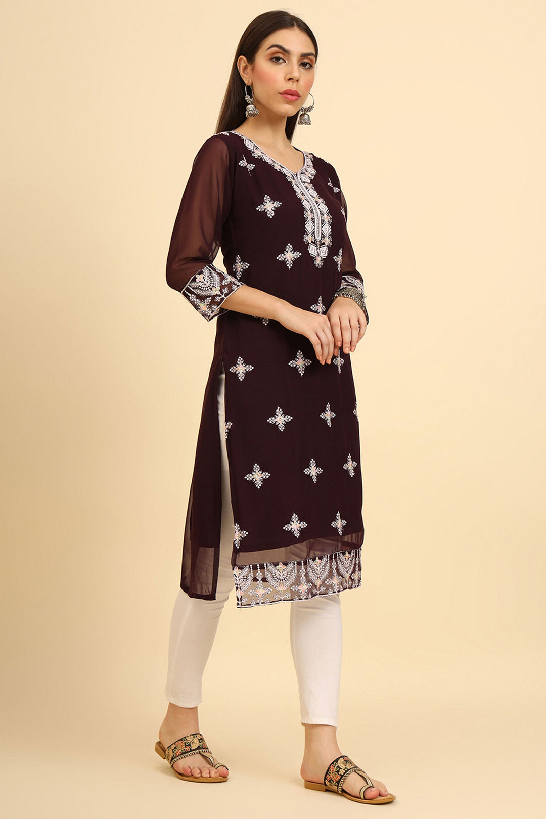 Trendy Casual Wear Readymade Kurti In Brown Color | Buy Online India