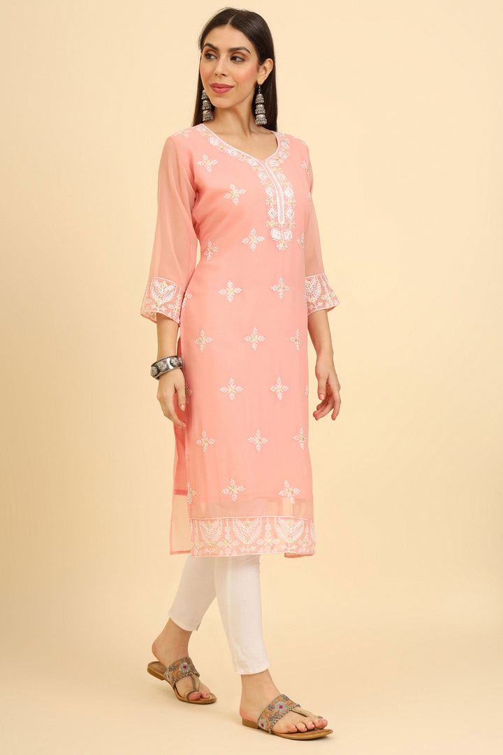 Peach Color Casual Wear Ingenious Readymade Kurti | Buy Online India