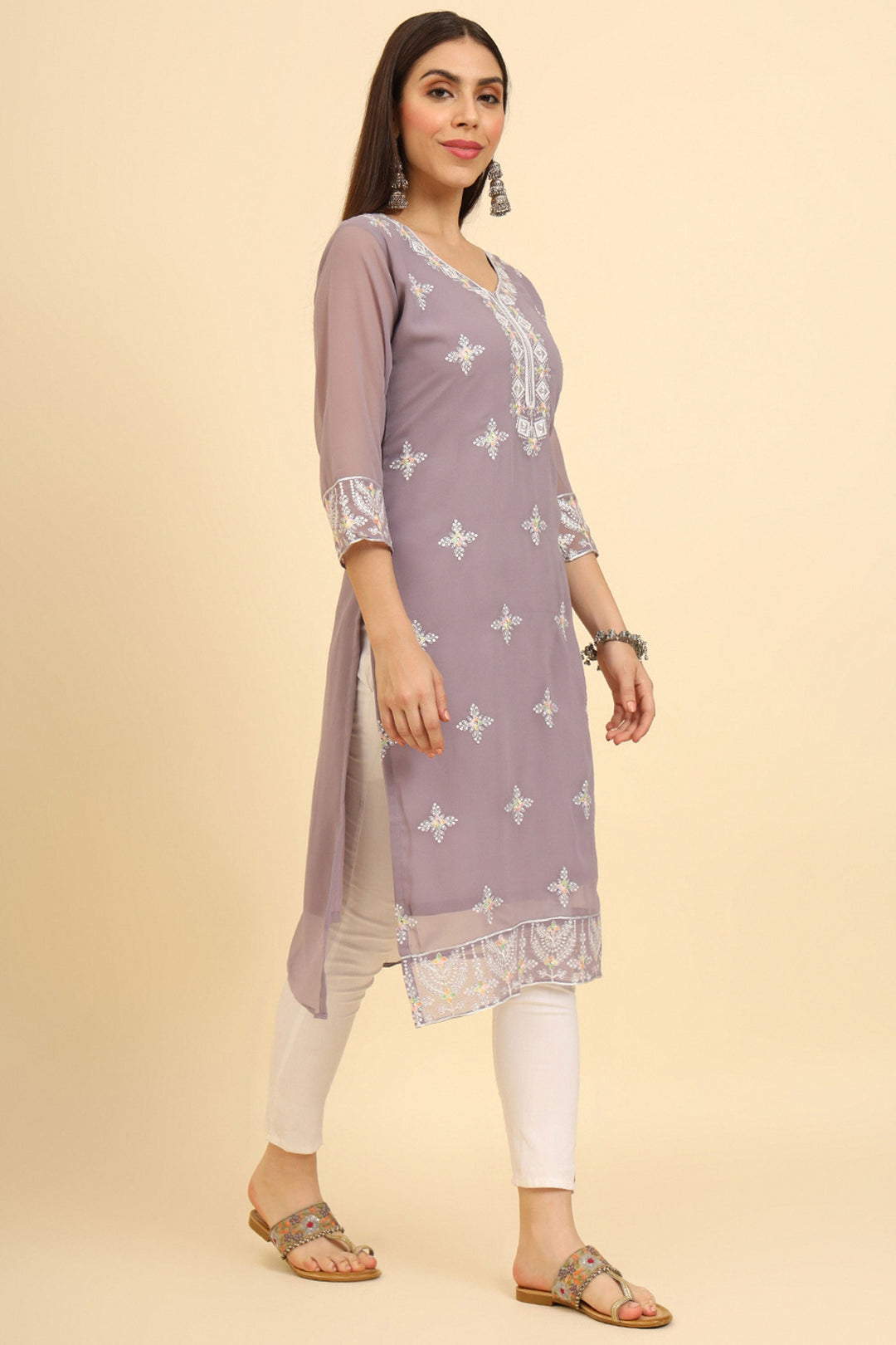 Beguiling Lavender Color Casual Wear Readymade Kurti | Buy Online India