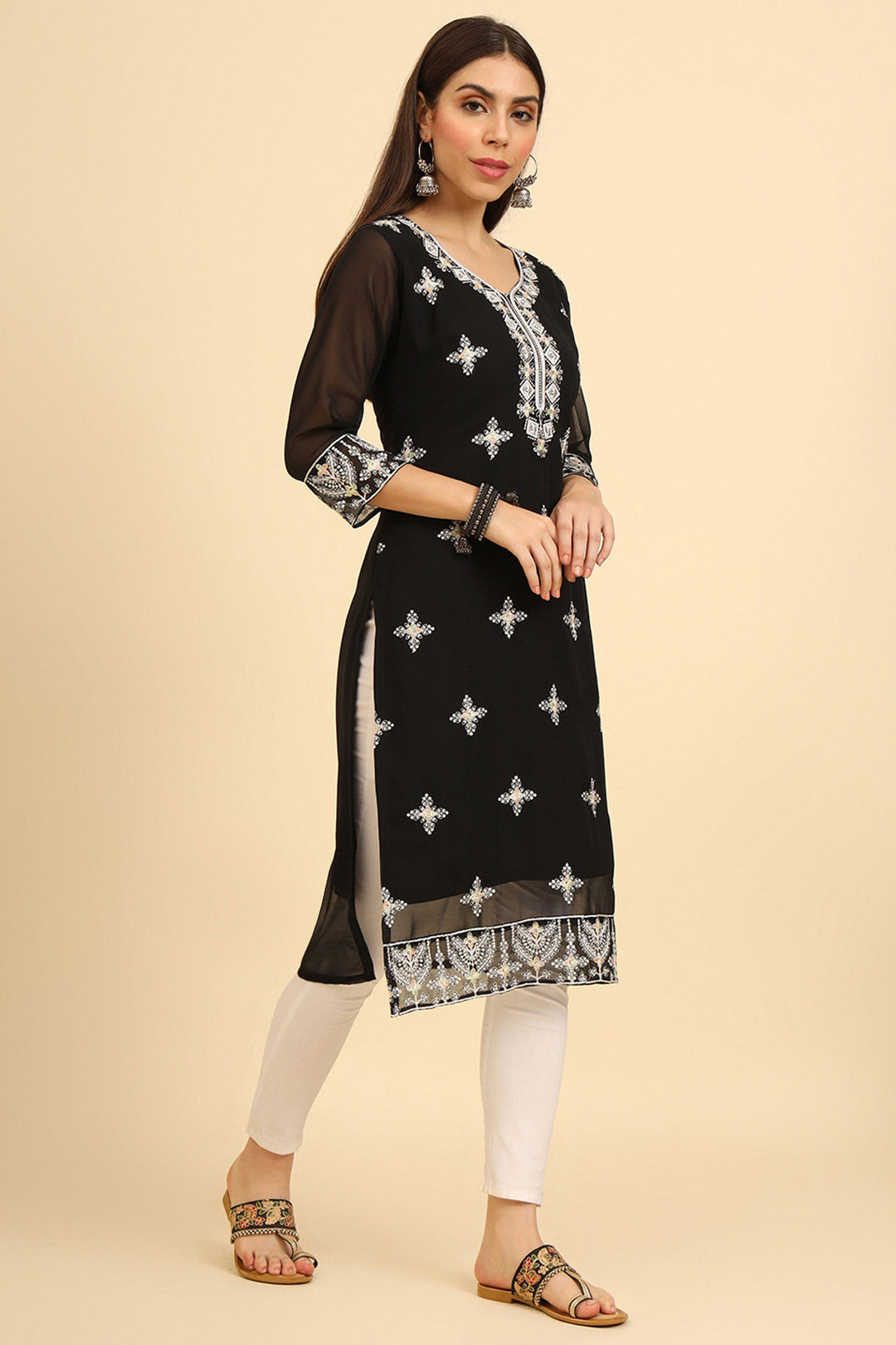 Tempting Black Color Casual Wear Readymade Kurti | Buy Online India