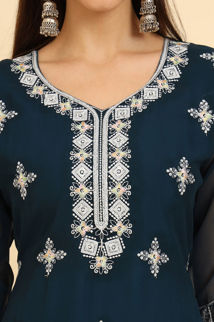 Appealing Teal Color Casual Wear Readymade Kurti | Buy Online India