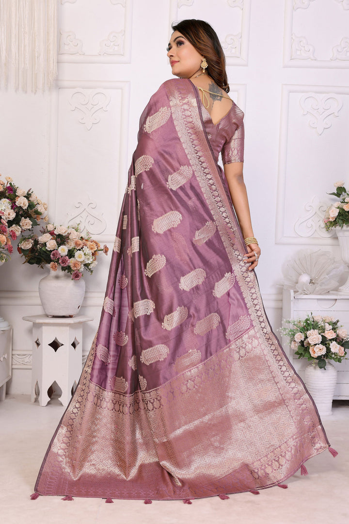 Radiance Lavender Function Wear Organza Zari Weaving Saree | Buy Online India