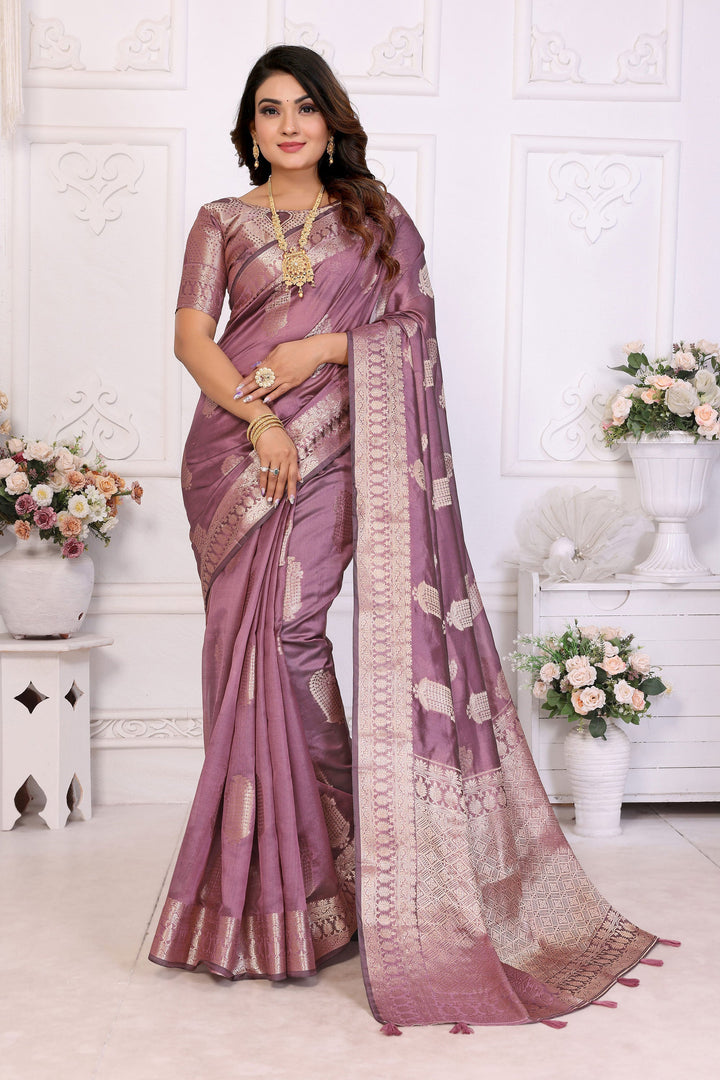 Radiance Lavender Function Wear Organza Zari Weaving Saree | Buy Online India