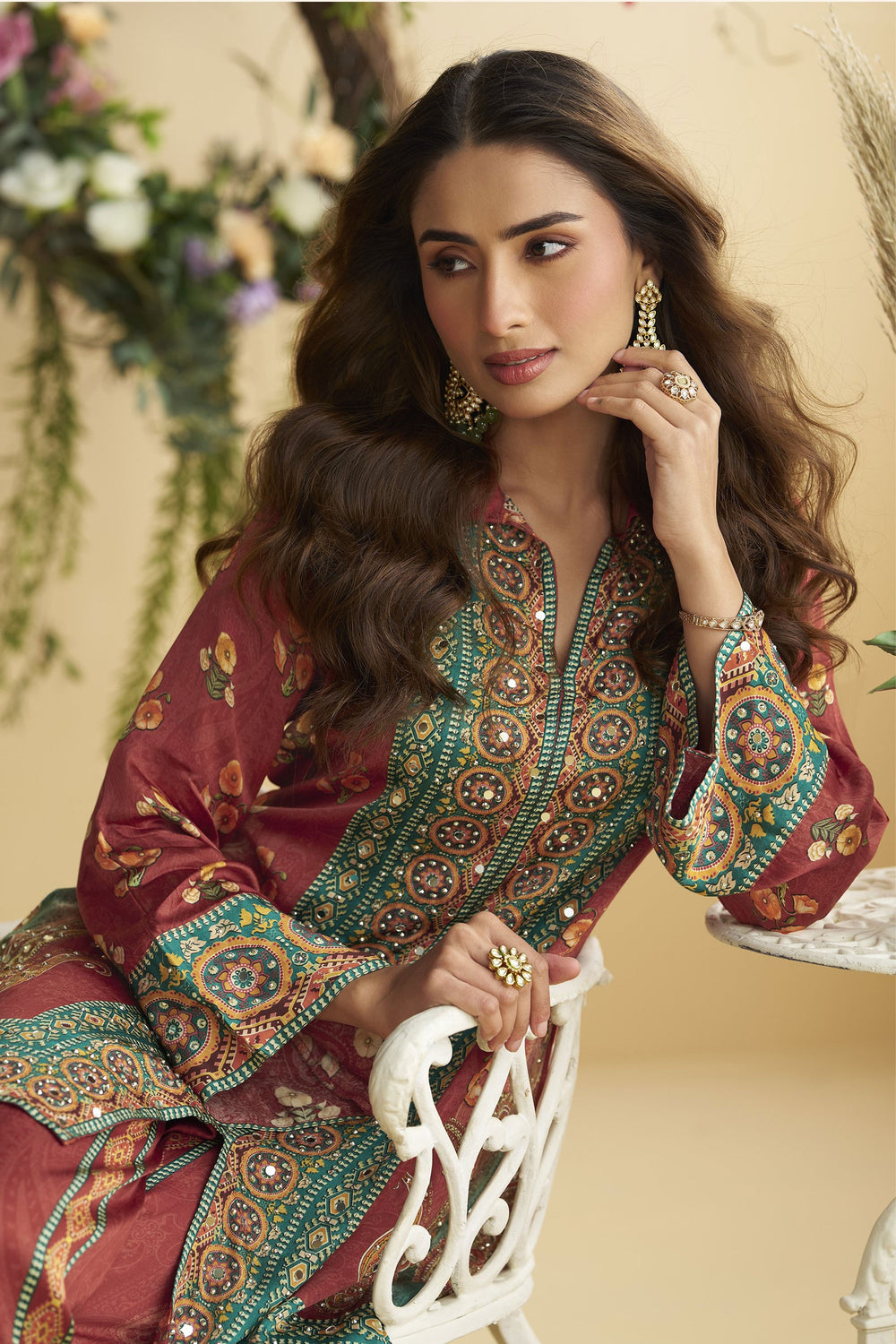 Tempting Crepe Fabric Maroon Color Readymade Co-ord Set | Buy Online India