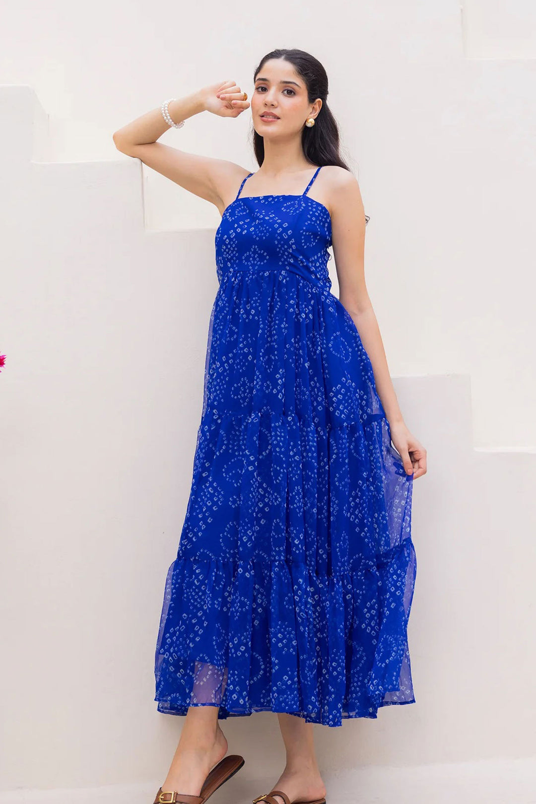 Awesome Blue Color Readymade Georgetta Gown | Buy Online India