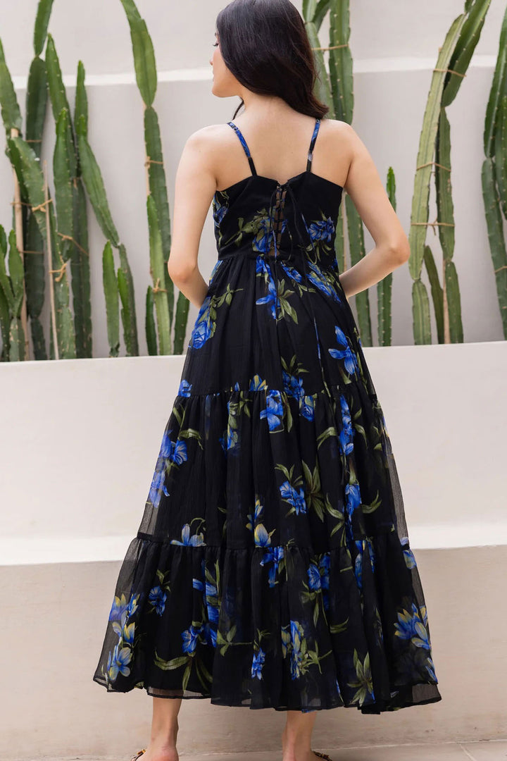 Tempting Black Color Readymade Georgetta Gown | Buy Online India