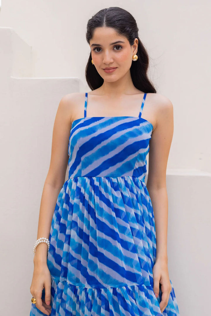 Engaging Sky Blue Color Readymade Georgetta Gown | Buy Online India