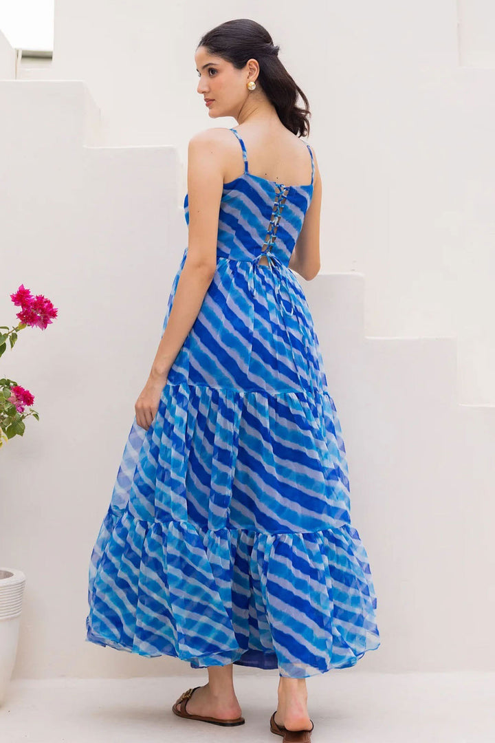 Engaging Sky Blue Color Readymade Georgetta Gown | Buy Online India