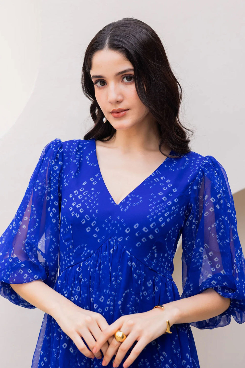 Blue Color Gorgeous Readymade Georgetta Gown | Buy Online India