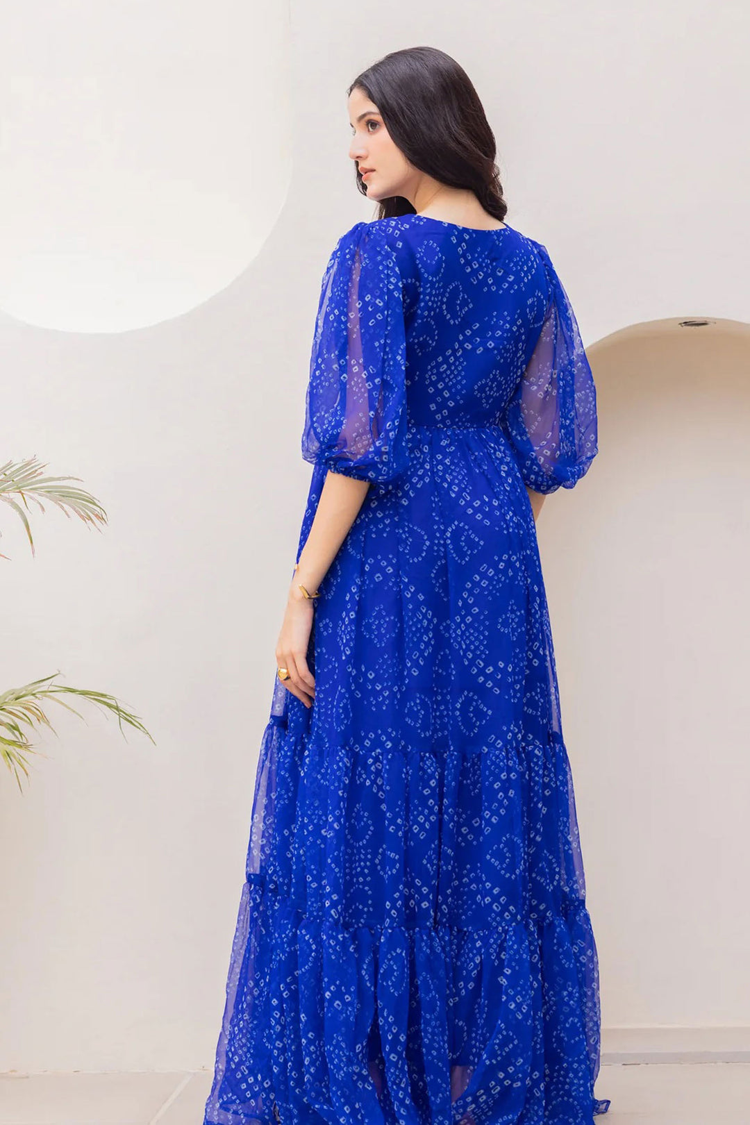 Blue Color Gorgeous Readymade Georgetta Gown | Buy Online India