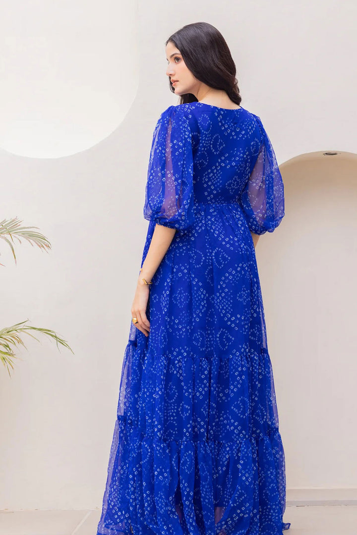 Blue Color Gorgeous Readymade Georgetta Gown | Buy Online India