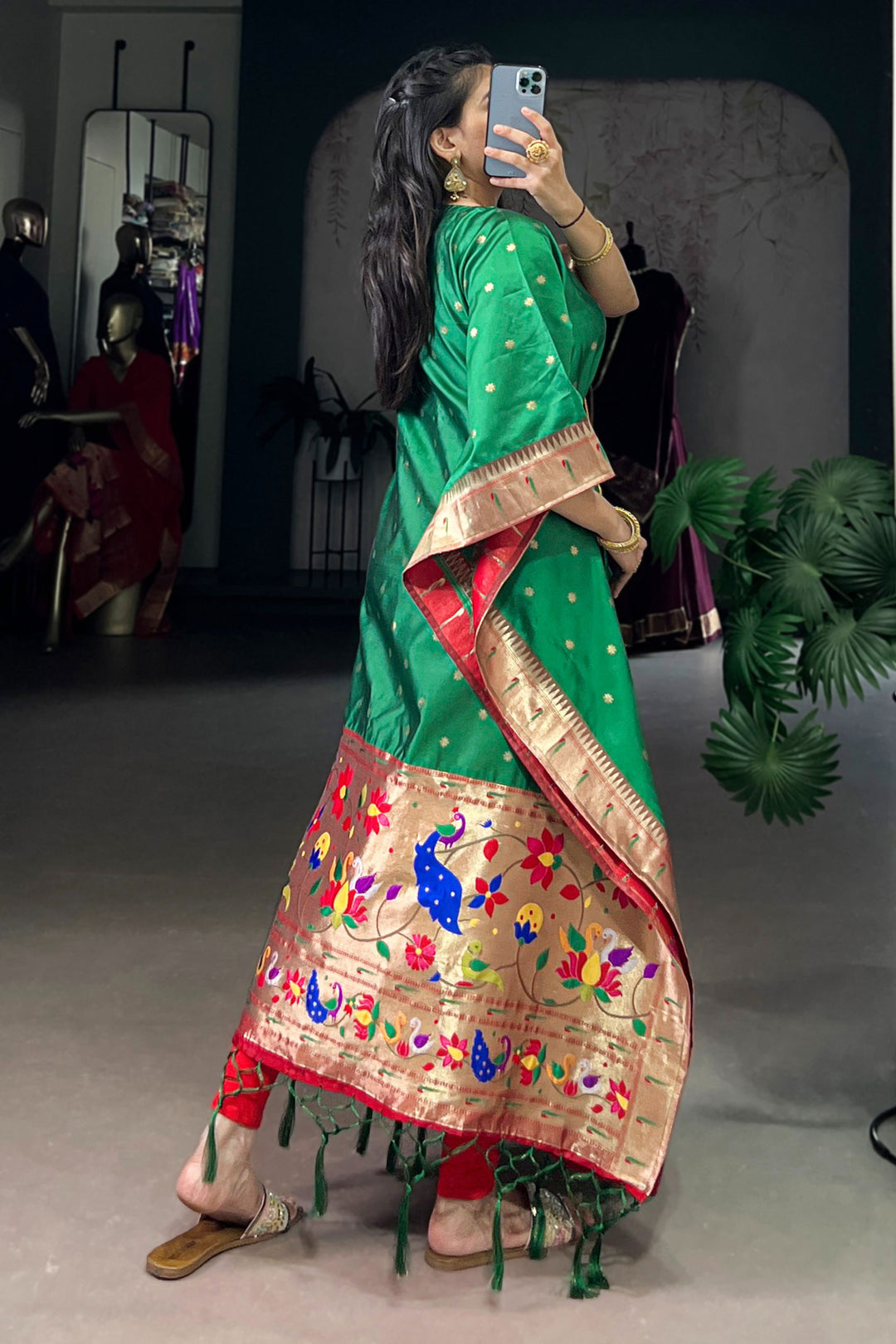 Green Color Art Silk Fabric Stunning Readymade Kaftan | Buy Online India