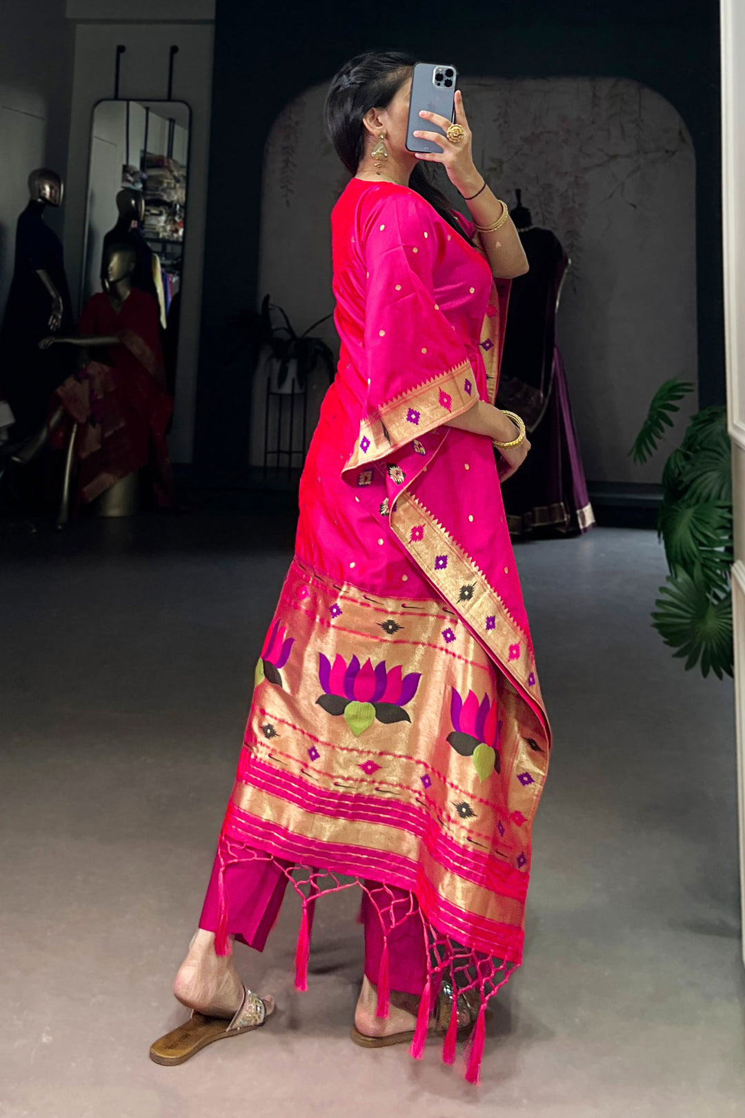Stylish Art Silk Fabric Rani Color Readymade Kaftan | Buy Online India