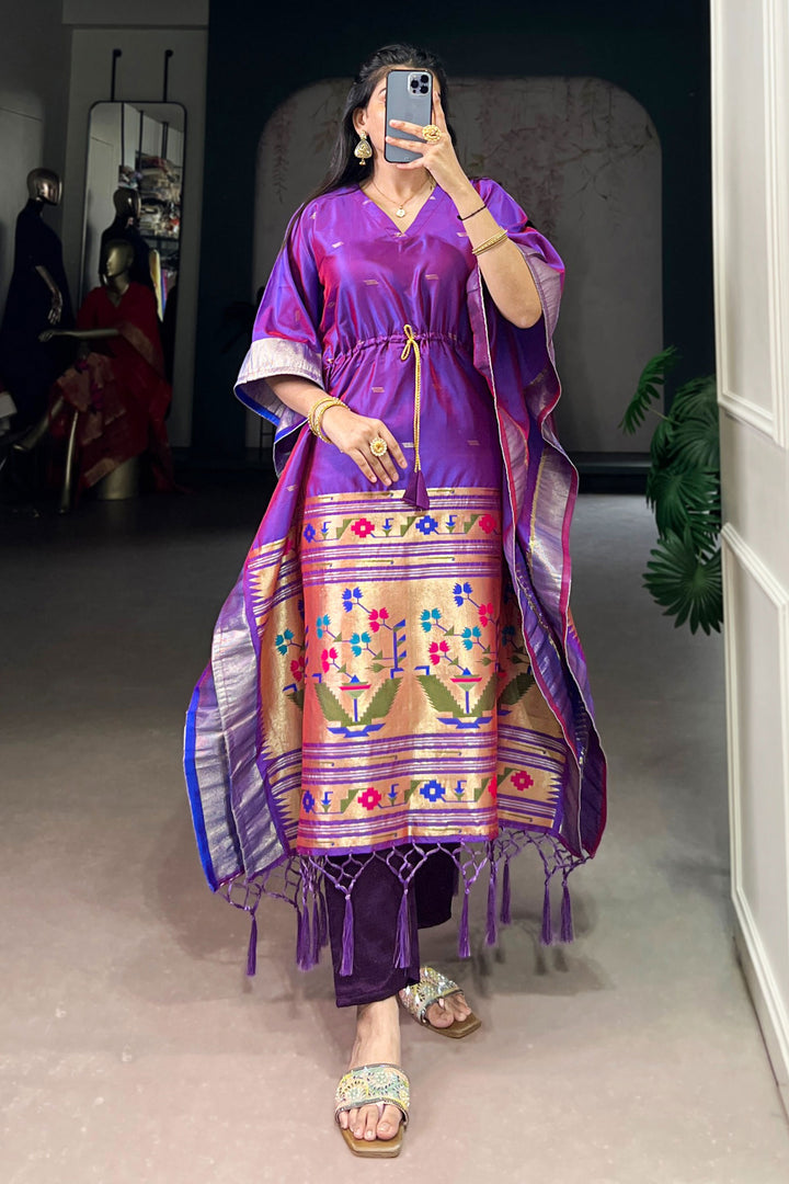Tempting Art Silk Fabric Purple Color Readymade Kaftan | Buy Online India
