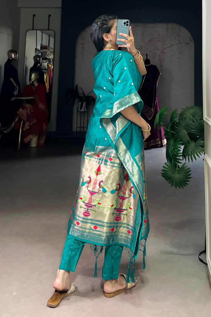 Art Silk Fabric Teal Color Delicate Readymade Kaftan | Buy Online India