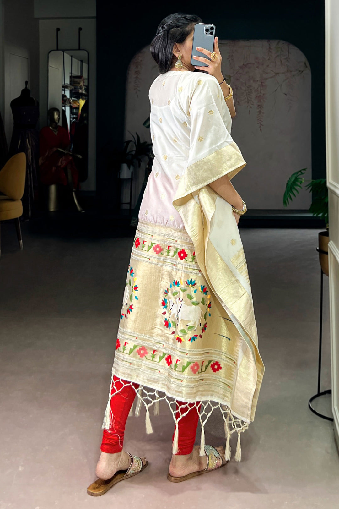 Engaging Off White Color Art Silk Fabric Readymade Kaftan | Buy Online India