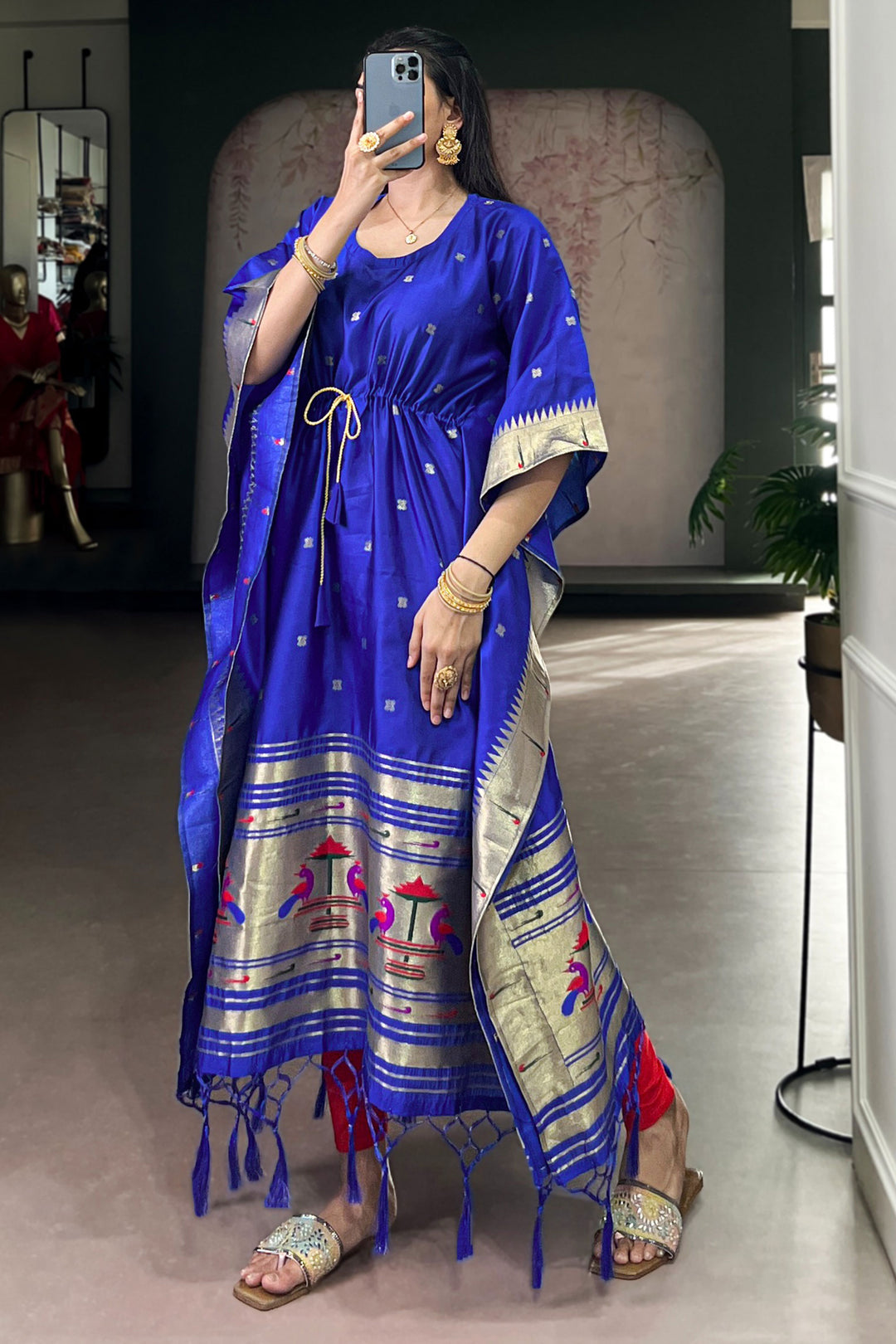 Trendy Art Silk Fabric Blue Color Readymade Kaftan | Buy Online India