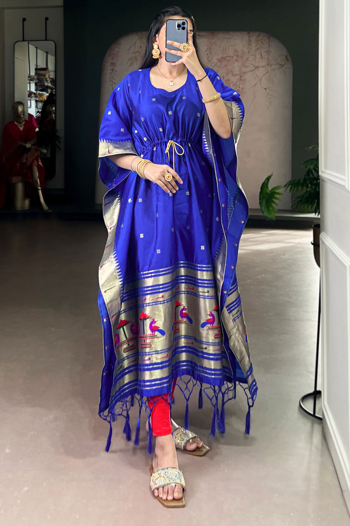 Trendy Art Silk Fabric Blue Color Readymade Kaftan | Buy Online India