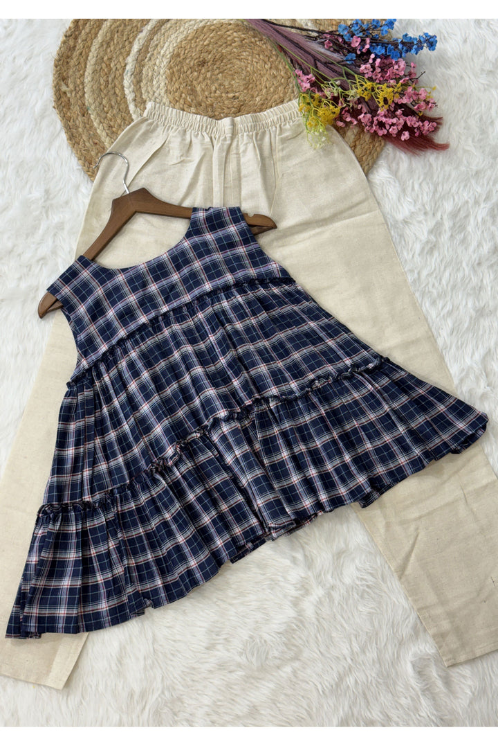 Creative Blue Color Linen Cotton Fabric Readymade Top Bottom | Buy Online India
