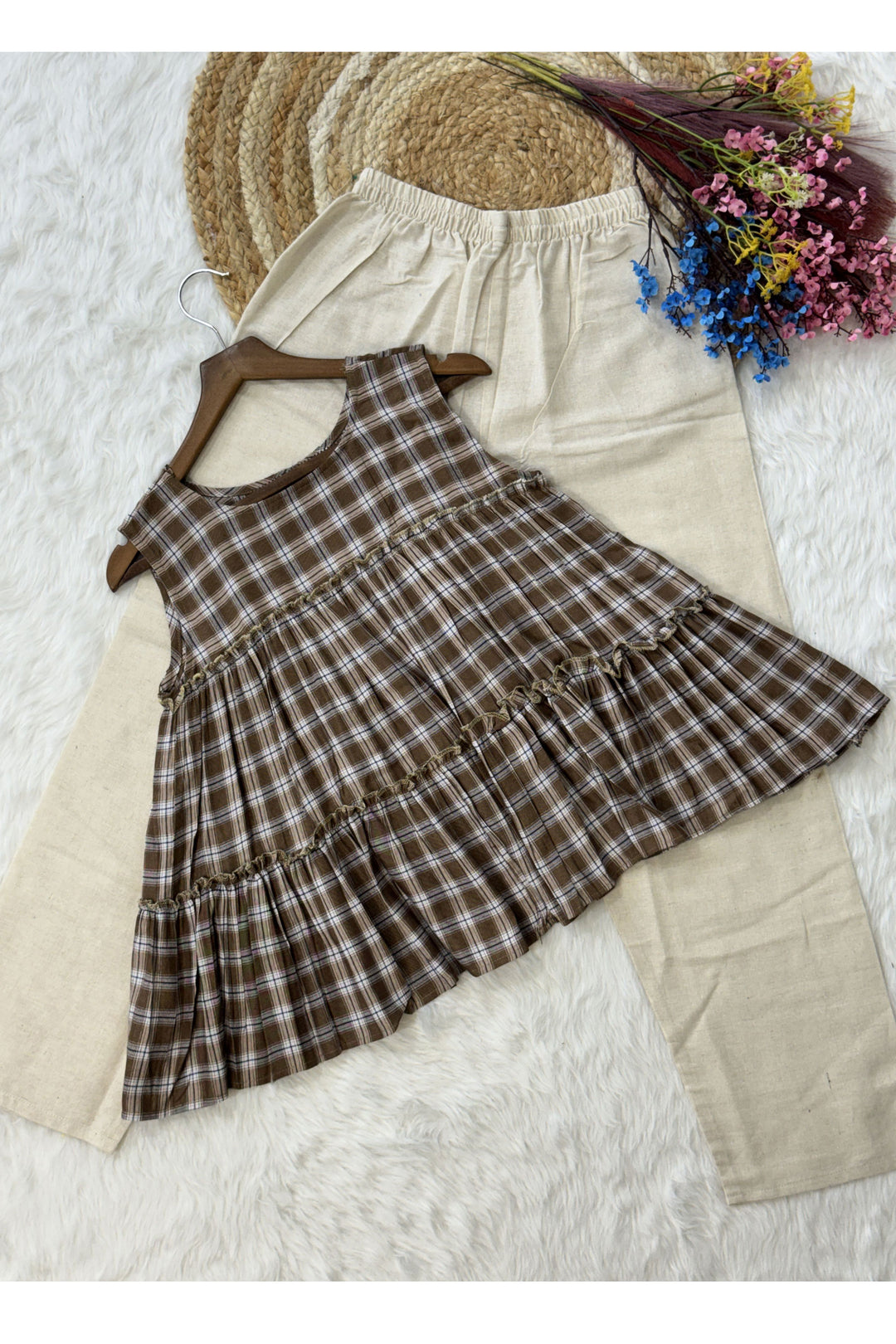 Brown Color Linen Cotton Fabric Stunning Readymade Top Bottom | Buy Online India