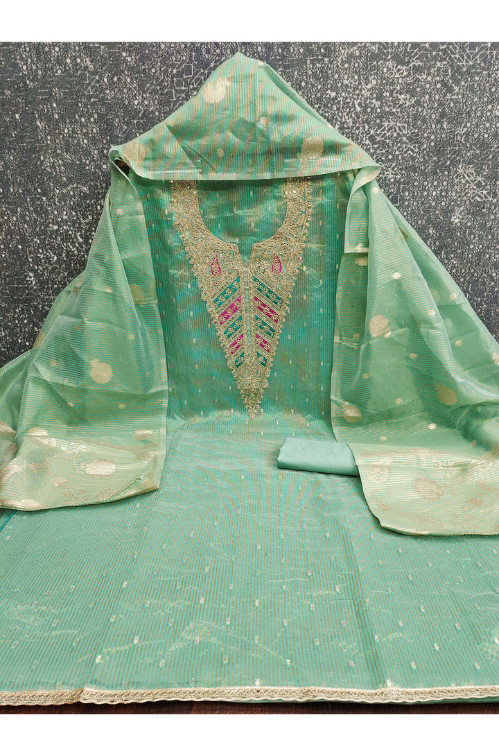 Jacquard Fabric Green Color Attractive Embroidered Salwar Suit | Buy Online India
