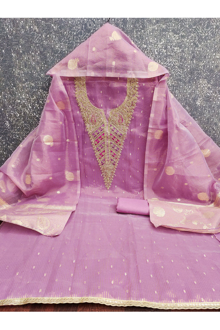 Lavender Color Jacquard Fabric Beautiful Embroidered Salwar Suit | Buy Online India