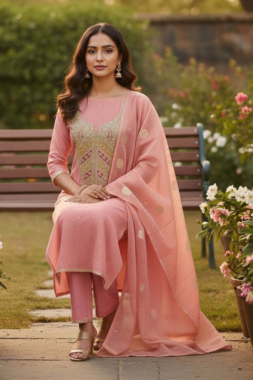 Jacquard Fabric Pink Color Glamorous Embroidered Salwar Suit | Buy Online India