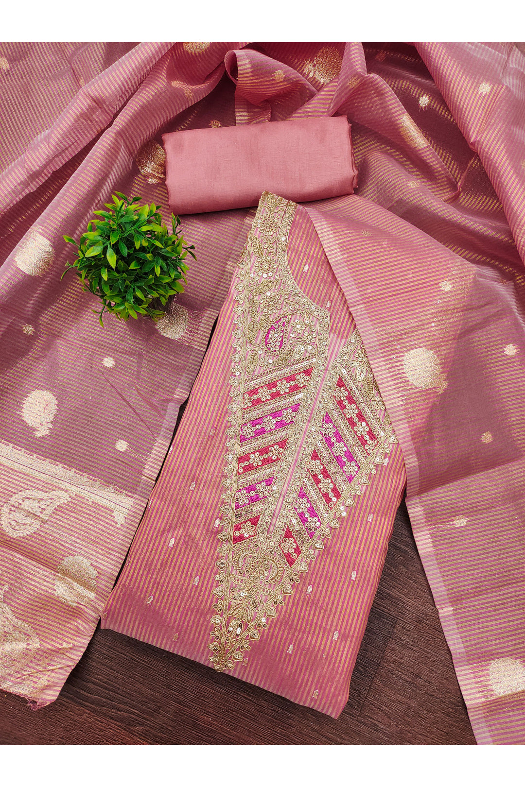 Jacquard Fabric Pink Color Glamorous Embroidered Salwar Suit | Buy Online India