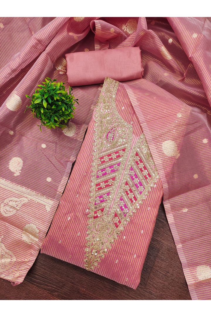 Jacquard Fabric Pink Color Glamorous Embroidered Salwar Suit | Buy Online India