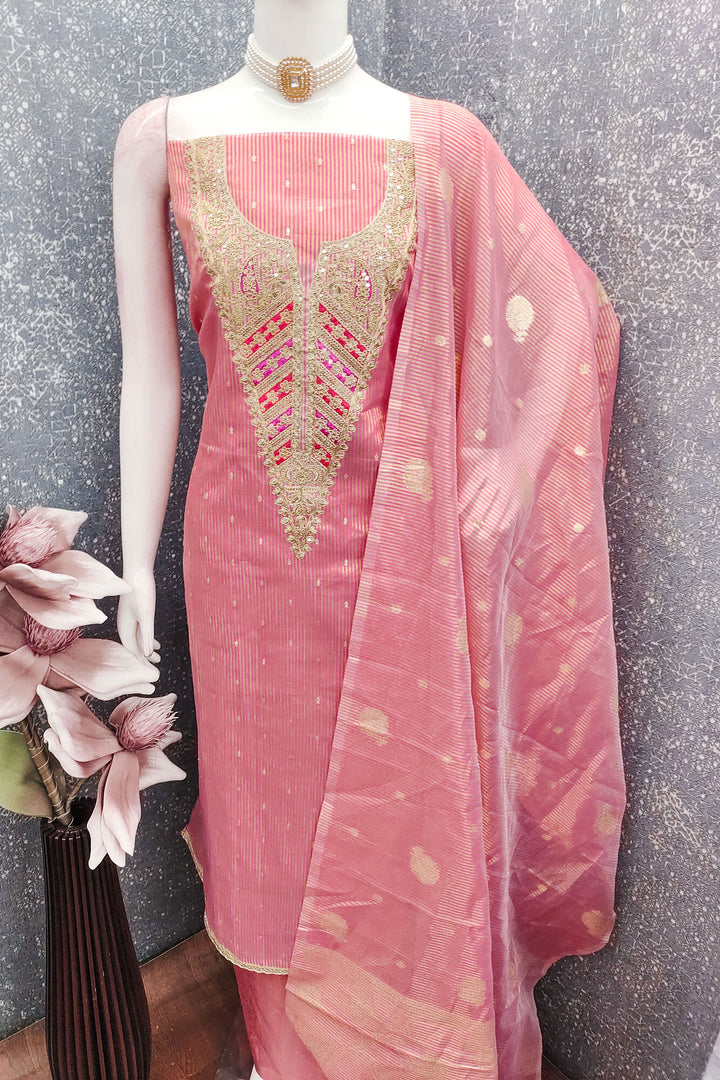 Jacquard Fabric Pink Color Glamorous Embroidered Salwar Suit | Buy Online India