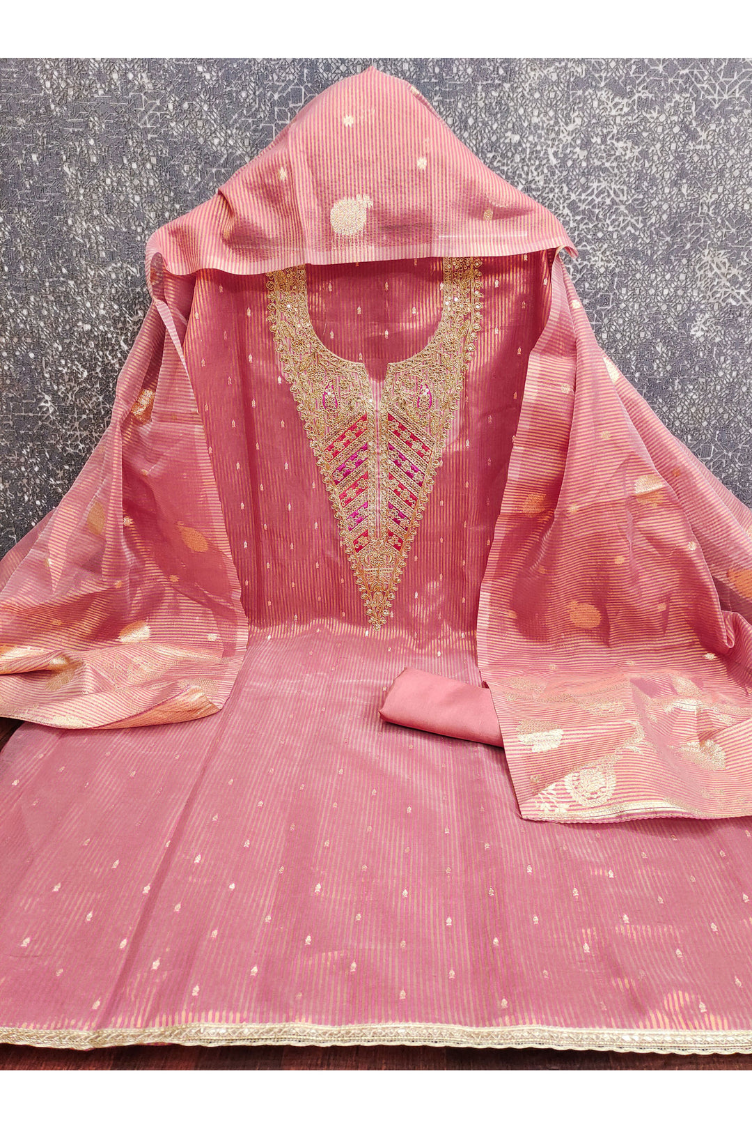 Jacquard Fabric Pink Color Glamorous Embroidered Salwar Suit | Buy Online India