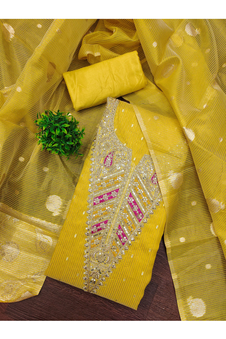 Yellow Color Jacquard Fabric Glorious Embroidered Salwar Suit | Buy Online India