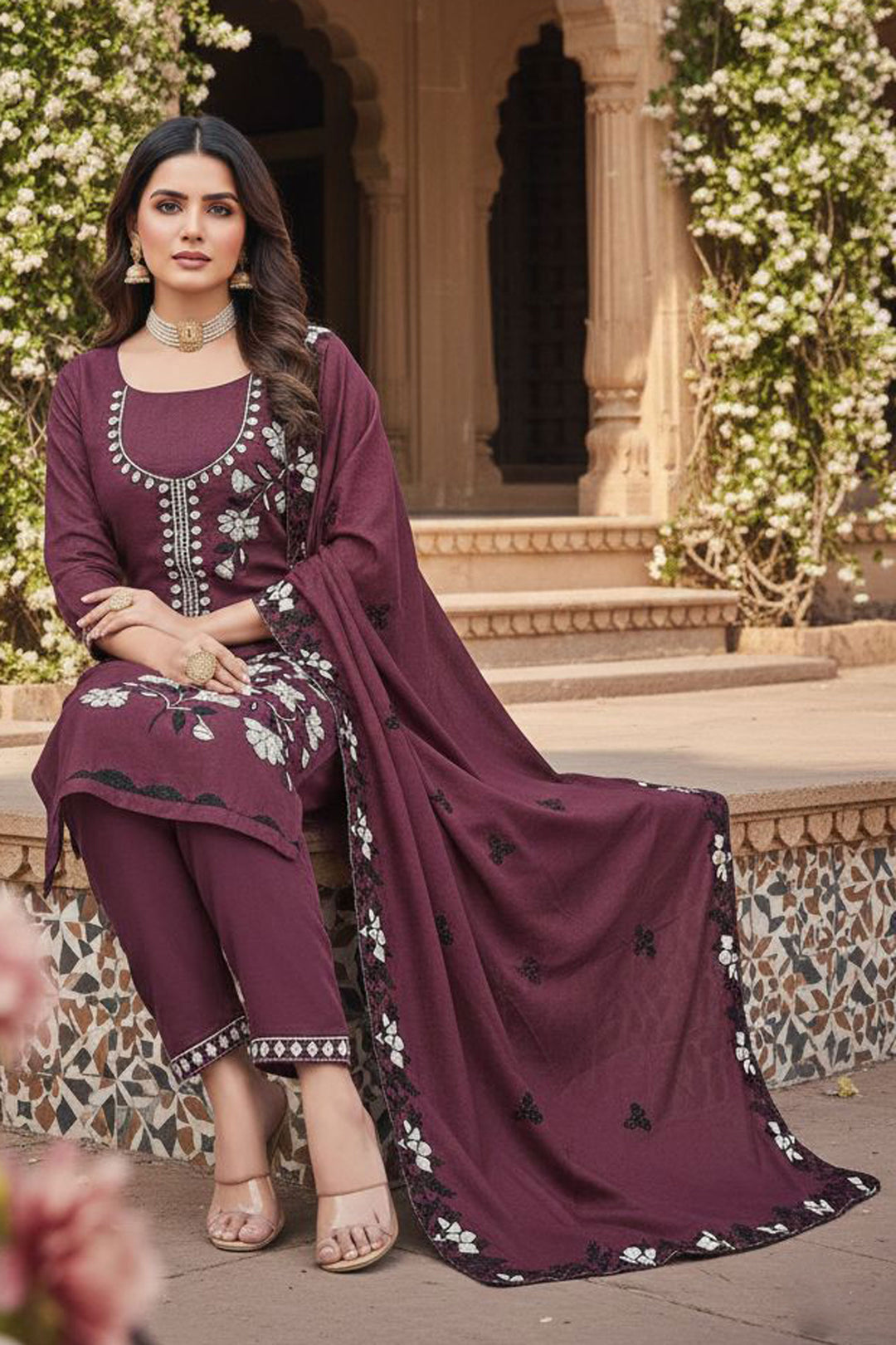 Georgette Fabric Brown Color Attractive Function Style Salwar Suit | Buy Online India