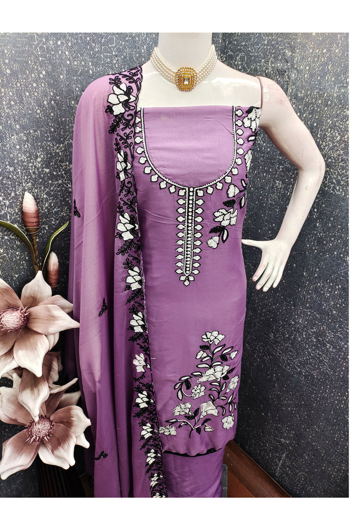 Lavender Color Georgette Fabric Beautiful Function Style Salwar Suit | Buy Online India